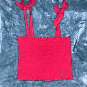 Hollister // Red Tie Shoulder Top